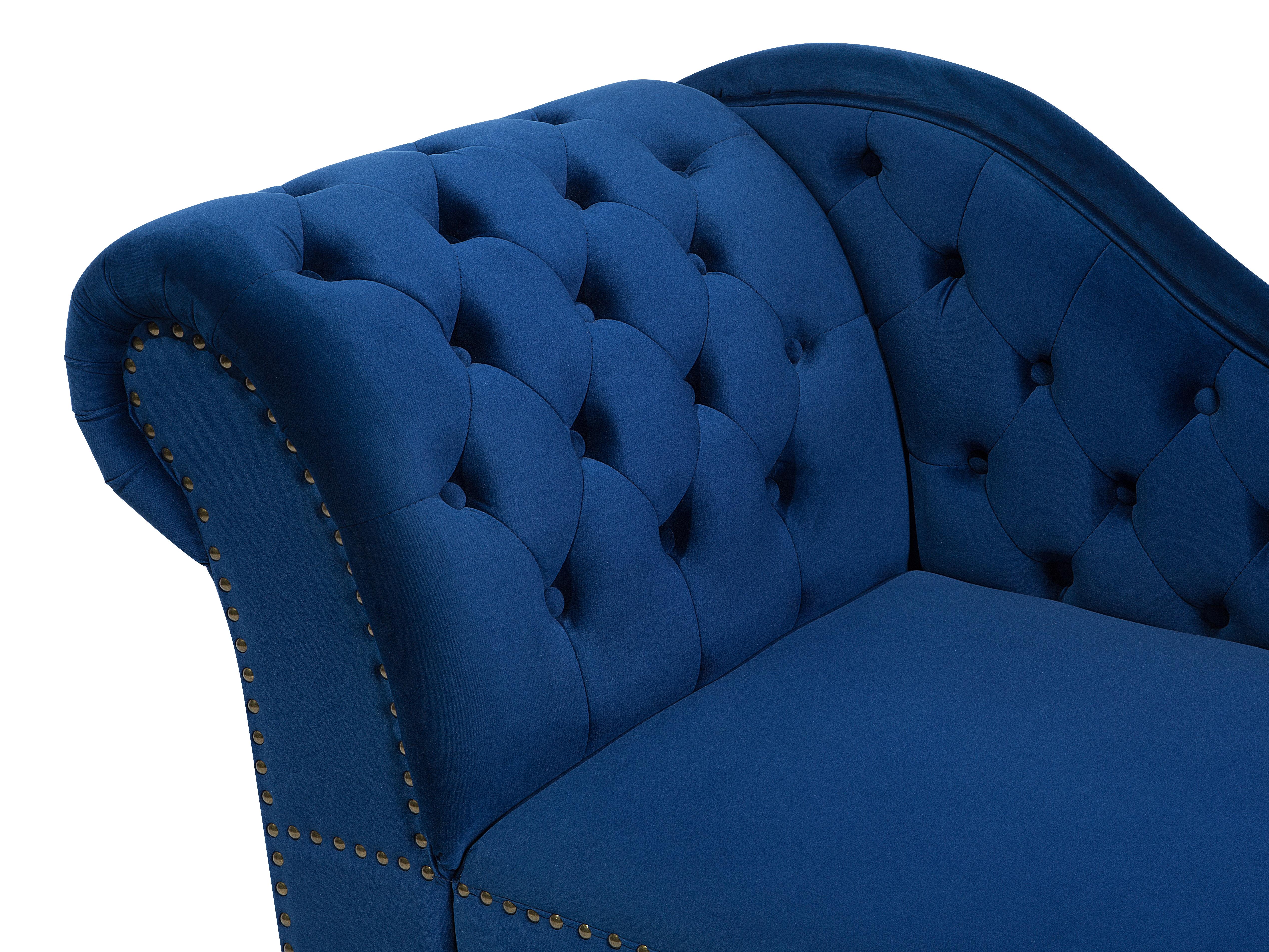 Linkszijdige chaise longue NIMES Fluweel Marineblauw