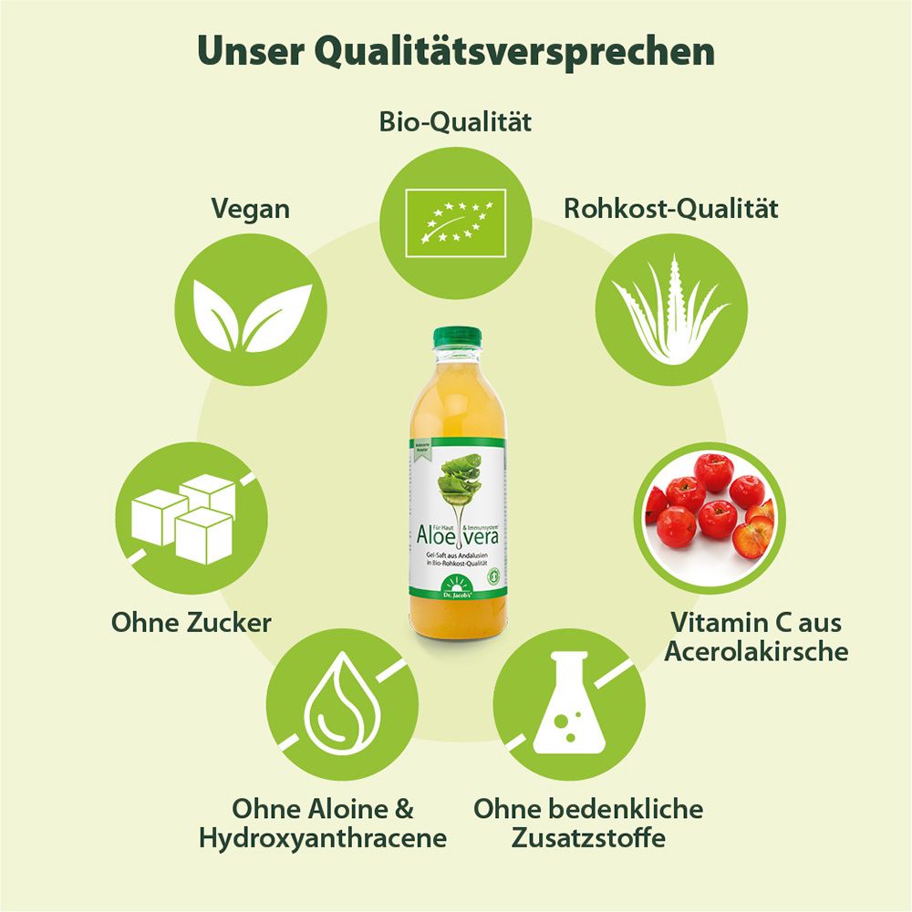 Dr. Jacob's Aloe-Vera-Gel-Saft Bio Rohkost-Qualität Vitamin C Acerola