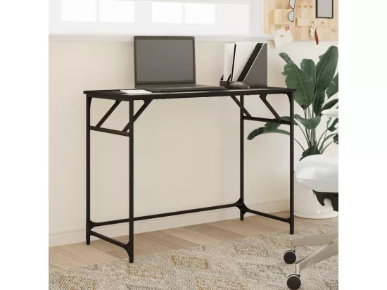 Bureau noir 100x45x76 cm bois ingénierie acier enduit de poudre