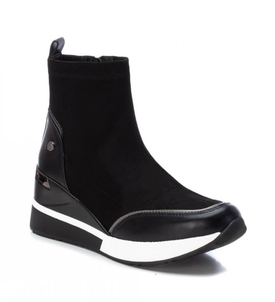 Botas de cano curto Xti Suede 141576 pretas - altura do salto: 6 cm