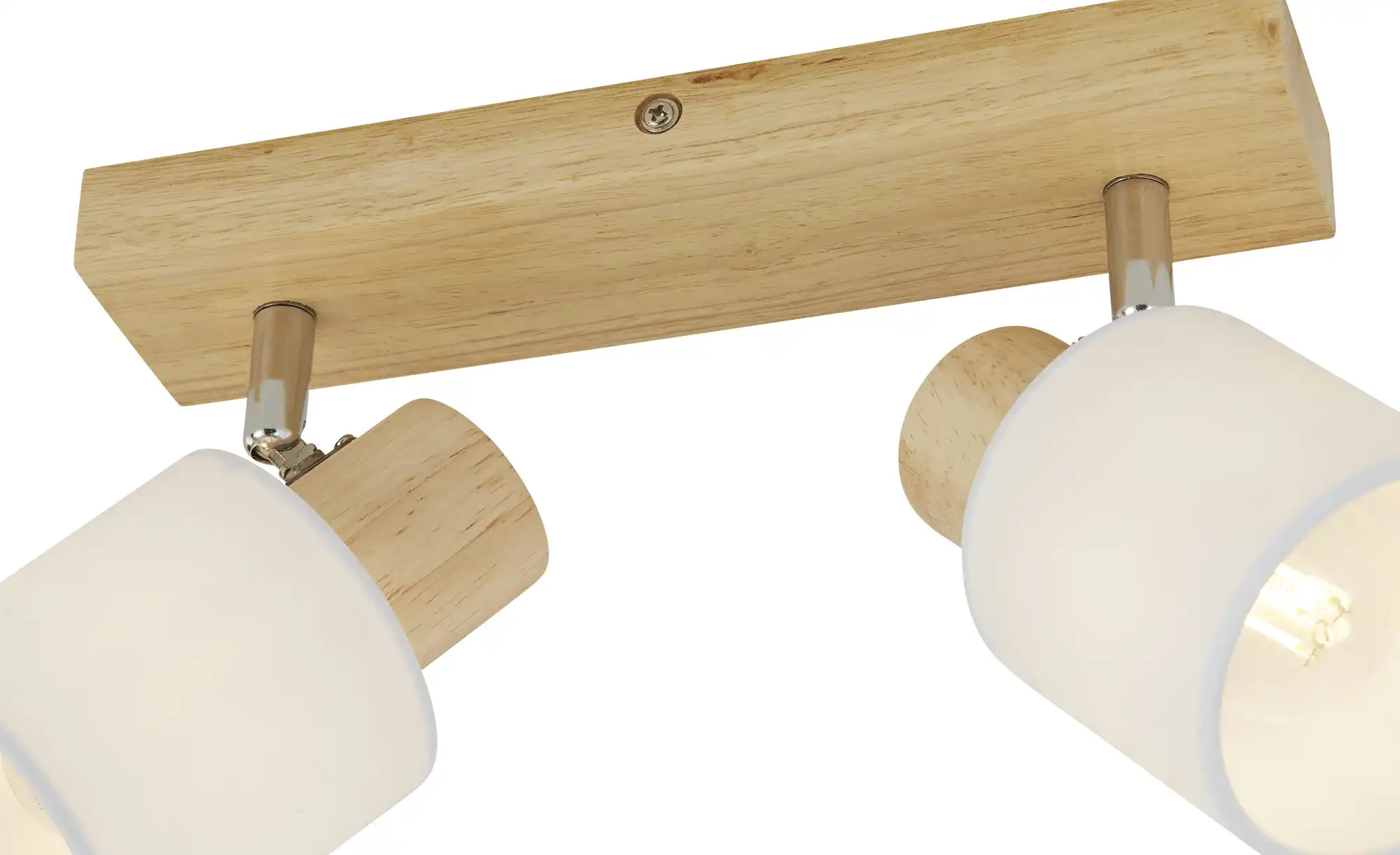 KHG Deckenstrahler, 2-flammig, Holz/ Stoffschirm weiß