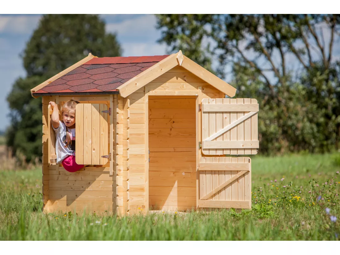 Maison en bois pour enfants SANS PLANCHER- 112x146xH143cm/1.1m2 - Timbela M516-1