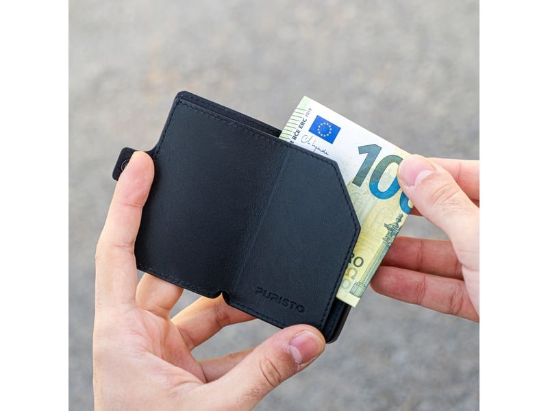 Puristo Portemonnaie KLIK Slim Schwarz Kompaktportemonnaie ohne Münzfach