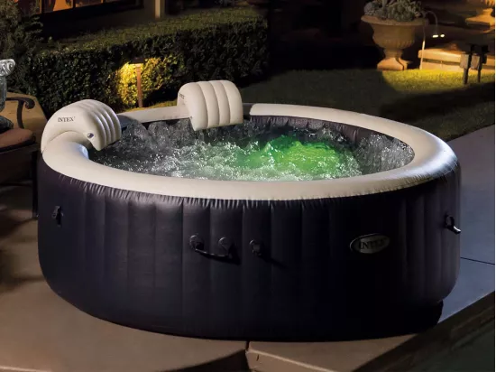 Kit spa gonflable Intex PureSpa Blue Navy rond Bulles 6 places + 6 filtres + Kit d'entretien