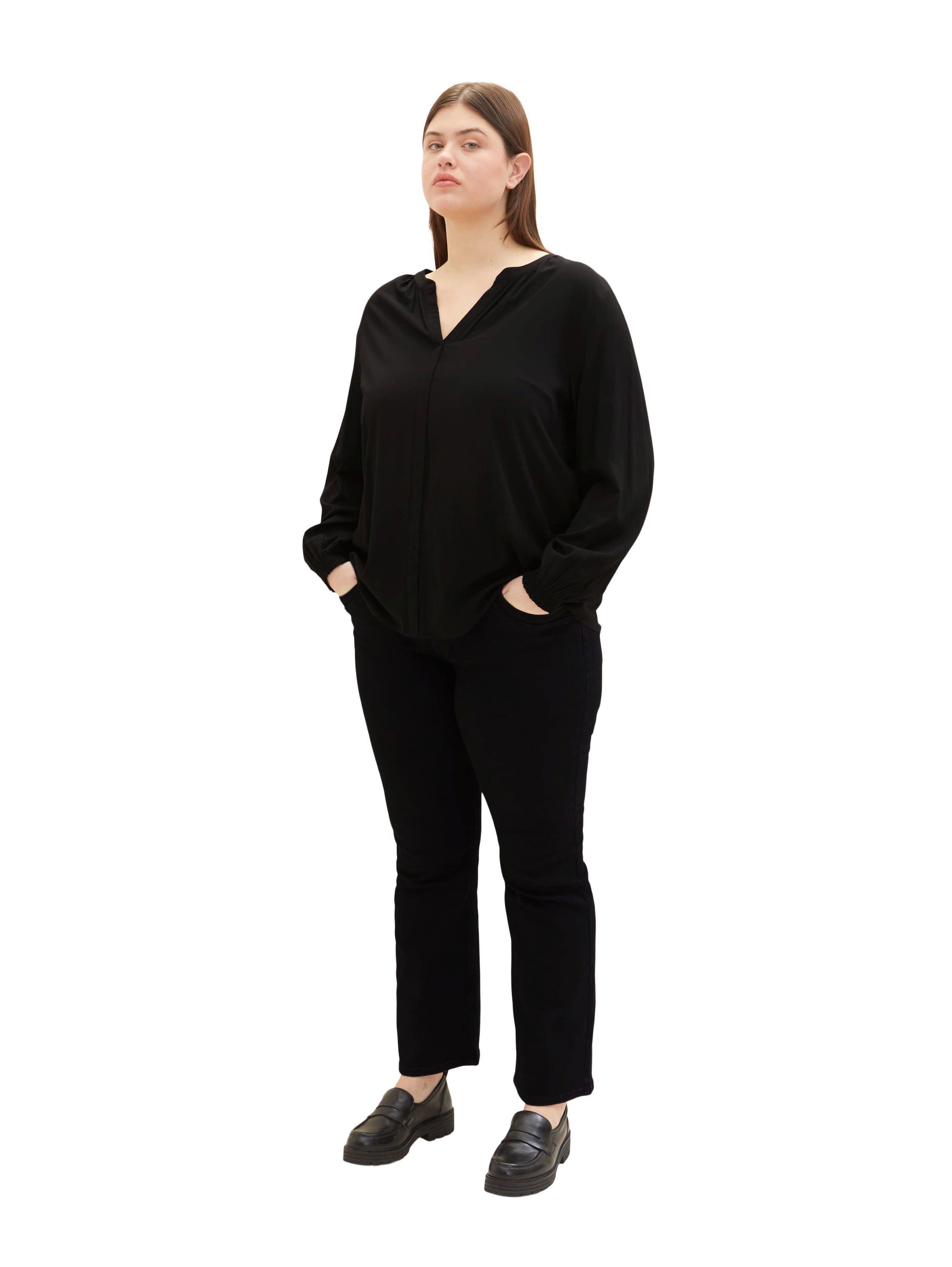 Bluse mit gesmokten Ärmelbündchen