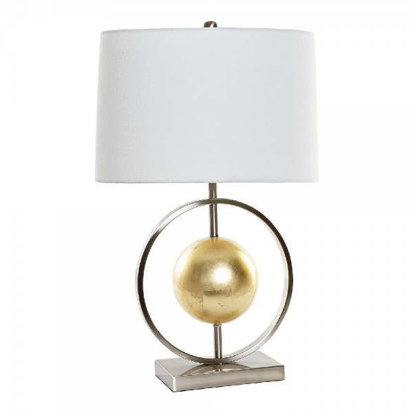 Lampe de bureau blanc argent polyester métal doré (40 x 22 x 64 cm)