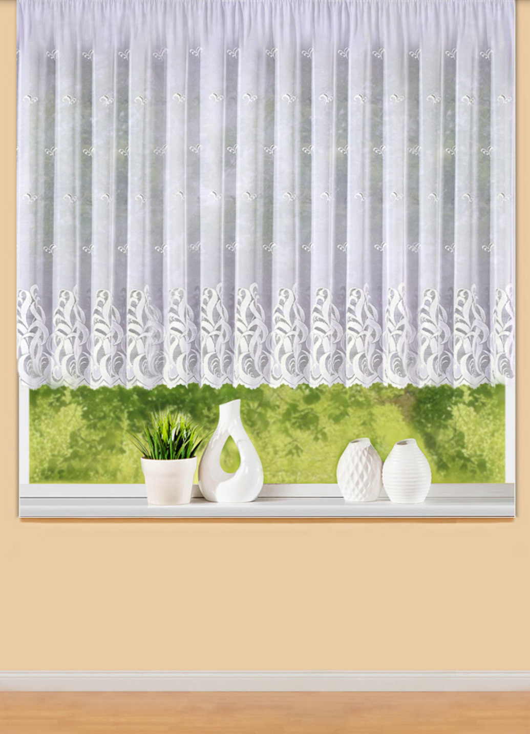 Blumenfenster-Store mit Universalschienenband