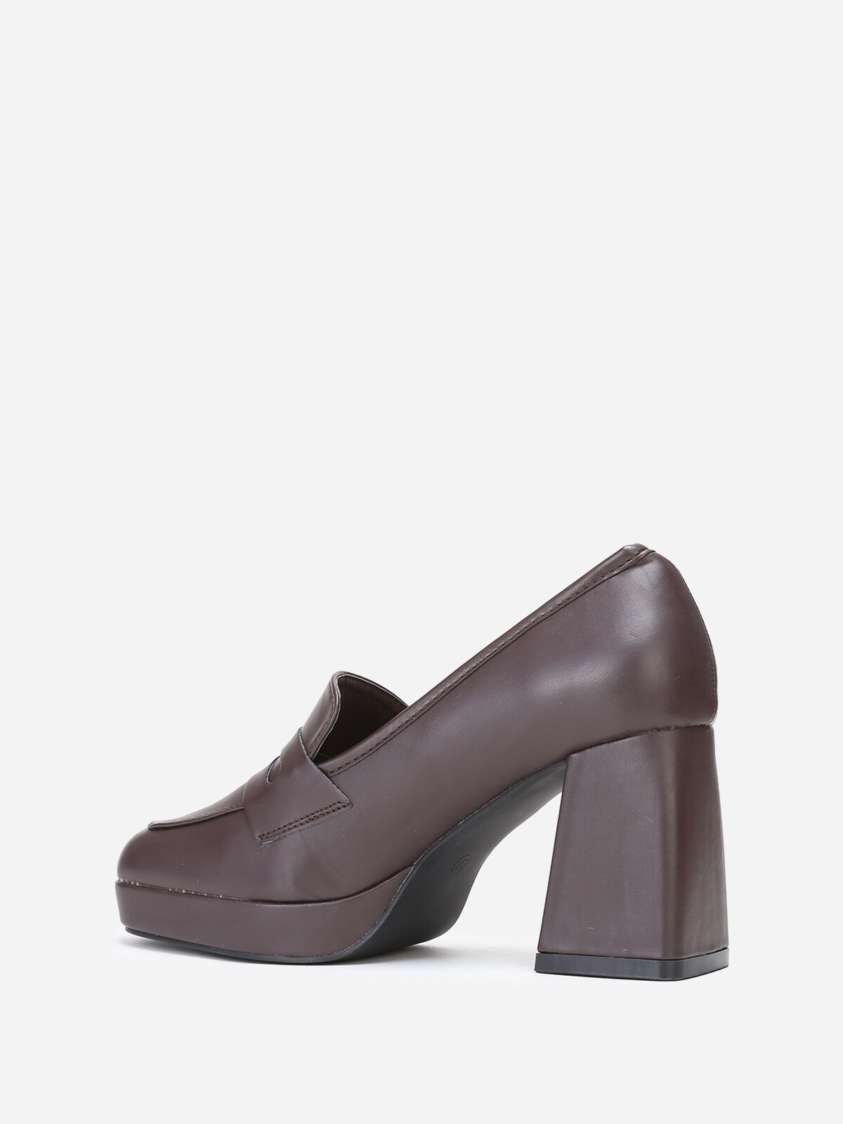 Mocassins à talon trapèze- Marron