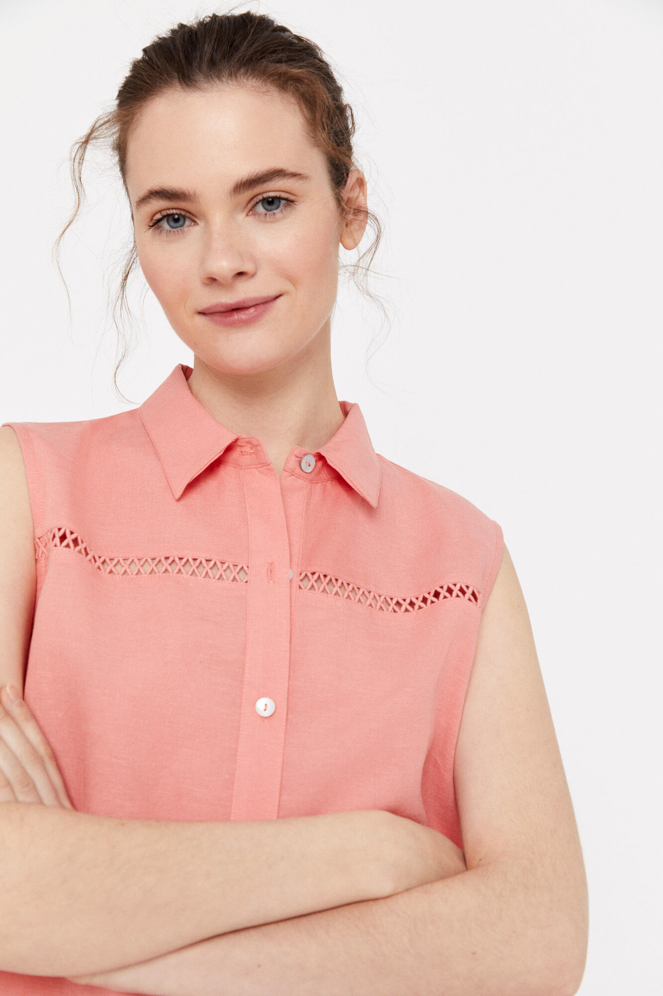 Camisa de linho - Coral