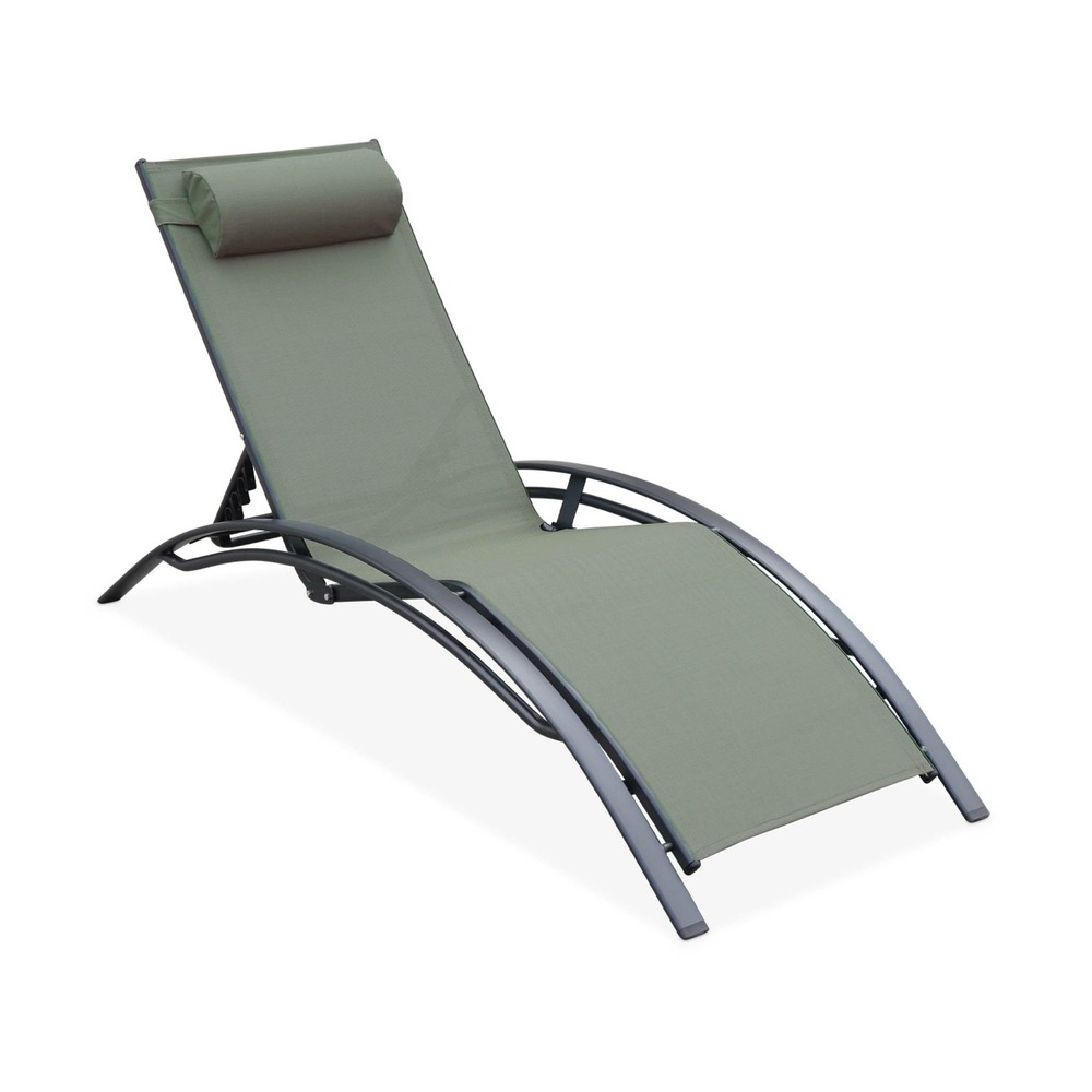 Duo de bains de soleil aluminium savane - transats aluminium et textilène