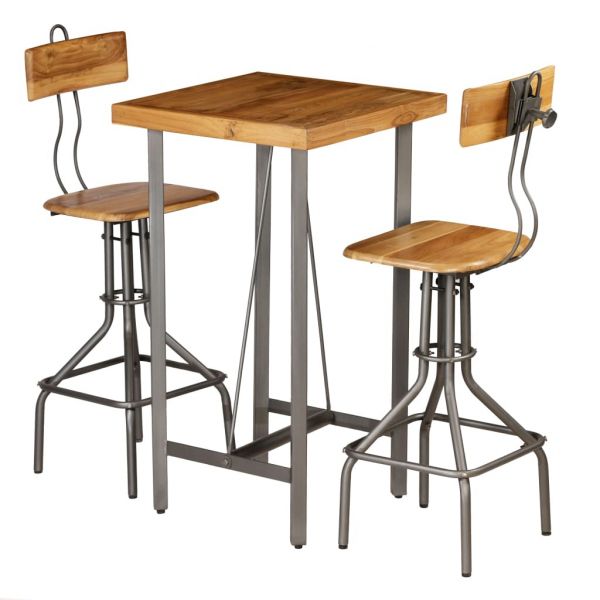 Conjunto de Bar 3 Peças Teca Recuperada Maciça - 245808