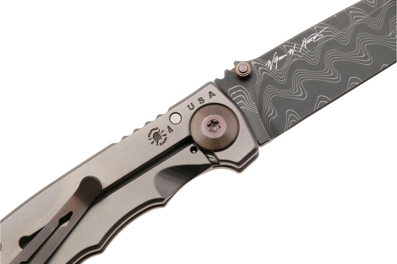 Spartan Harsey Folder 3.25 SF10DMBZ, Damascus, Silver/Bronze/Gold Titanium zakmes