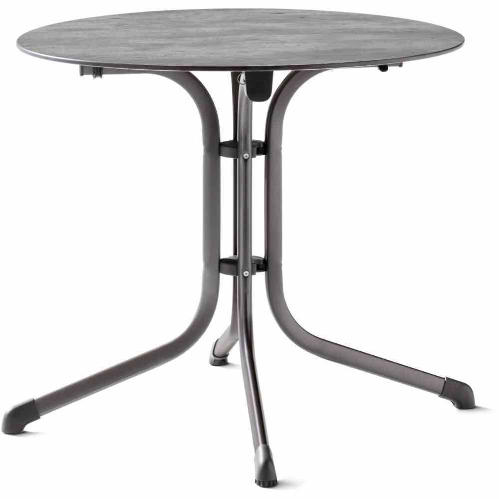 Klapptisch POLYTEC - eisengrau - Beton-Optik - Ø 85 cm