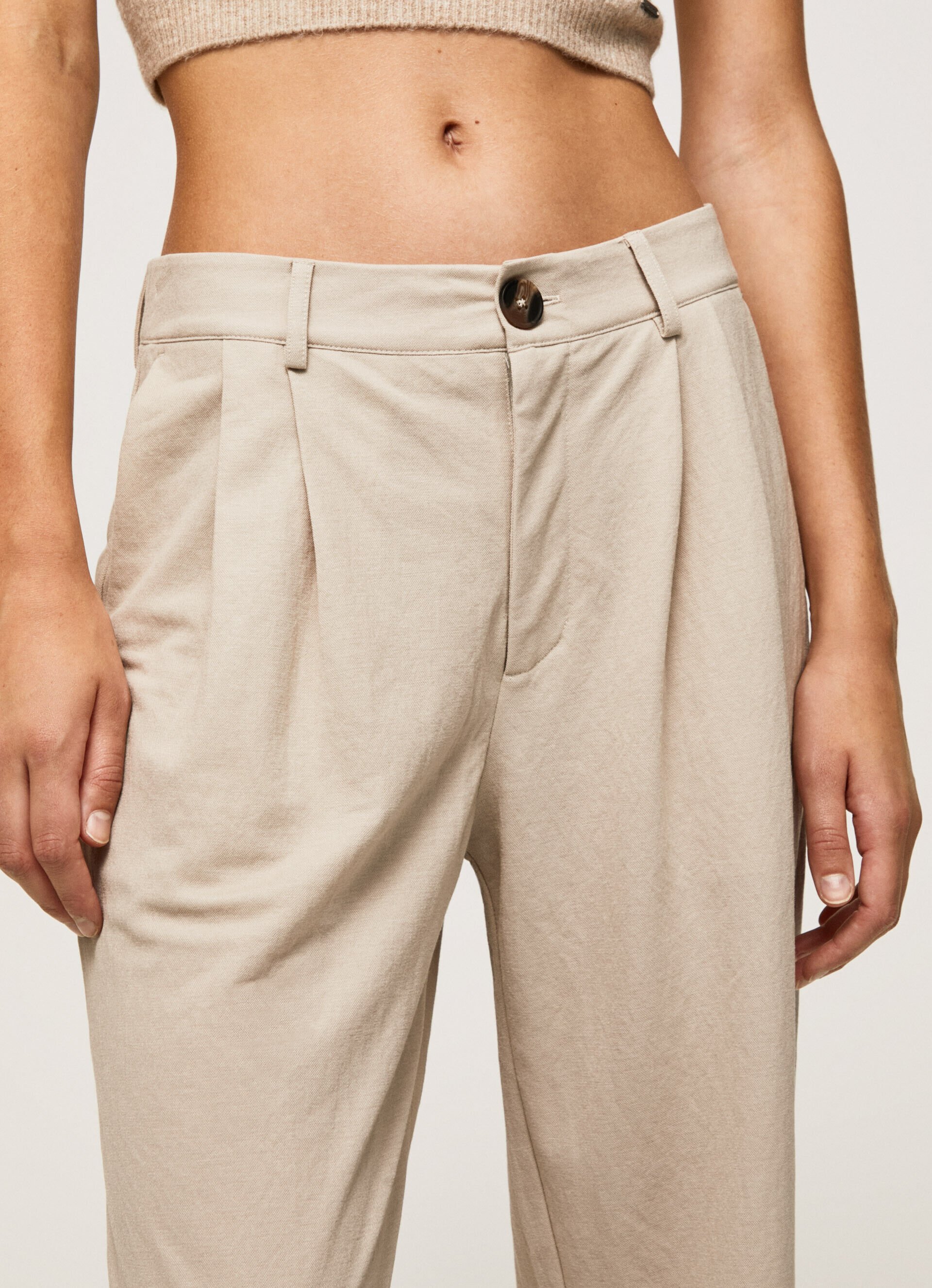 Calça chino de tecido fluido - bege claro