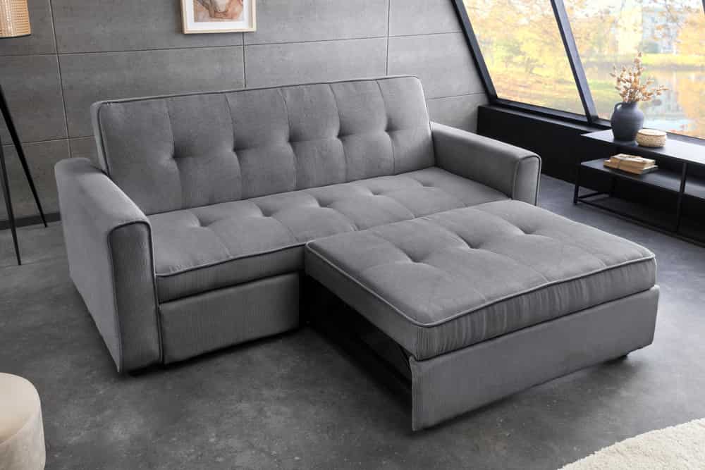 Ausziehbares Schlafsofa SMART 180cm grau Cord 2-Sitzer Couch mit Nosagfederung
