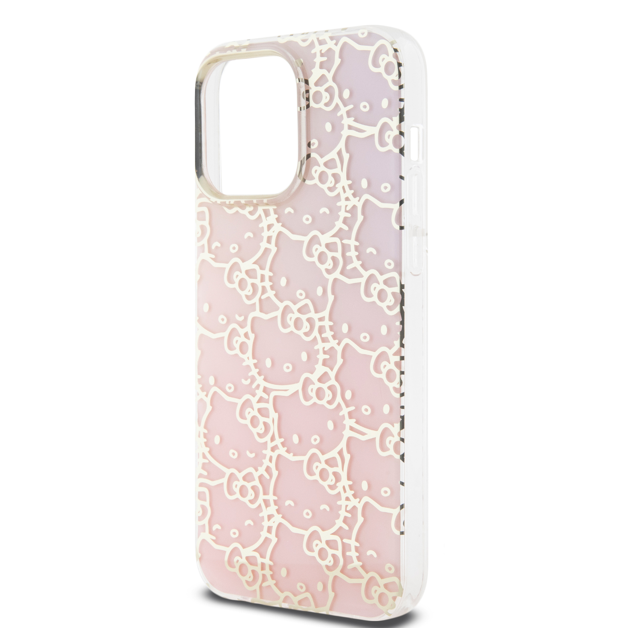 iPhone 15 Pro Max Hardcase Hülle Gradient Electrop Crowded Kitty Head (HKHCP15XHCHPEP) - Rosa / Transparent