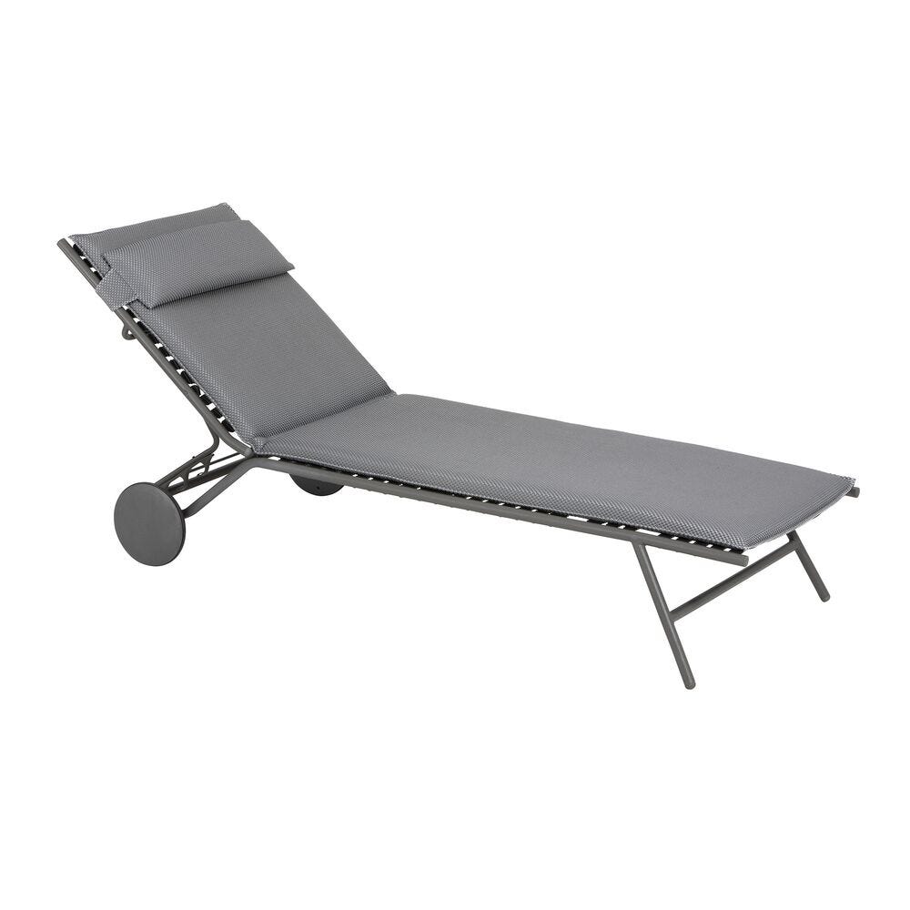Gepolsterte Sonnenliege Miami II BeComfort® Grau Silver