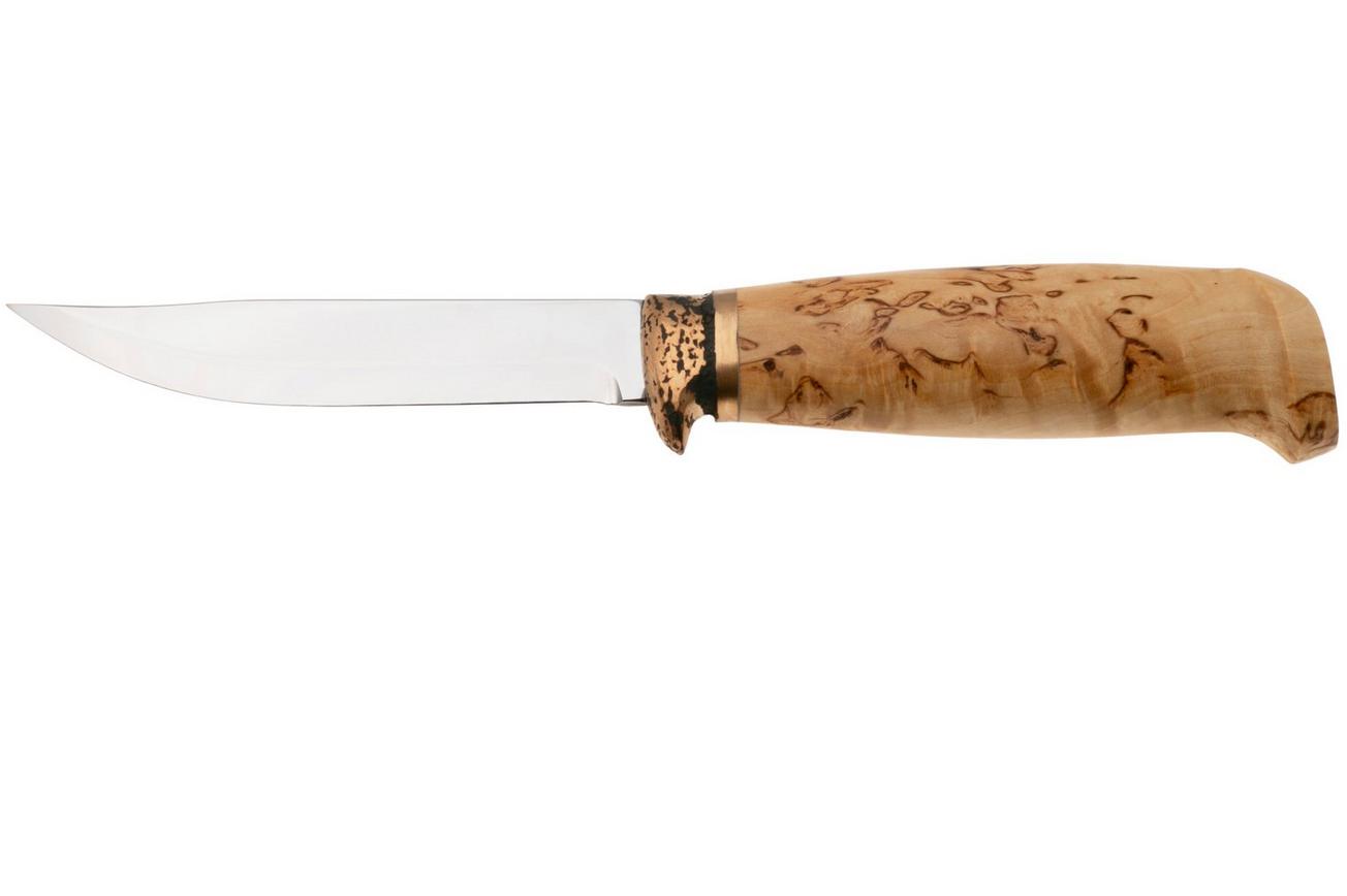 Marttiini Lynx 134 134012, Polished X46Cr13, Bronze Guard, Curly Birch outdoormes