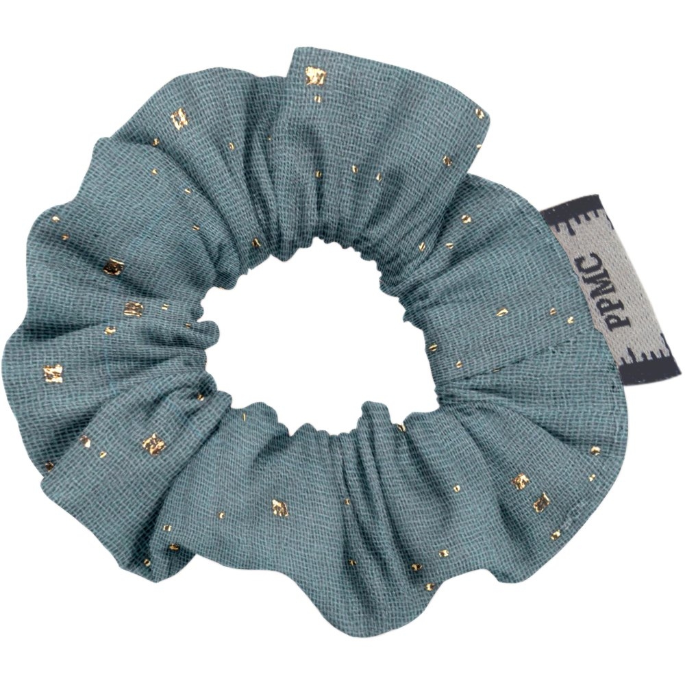 Mini Chouchou Gaze Pois Or Bleu Gris