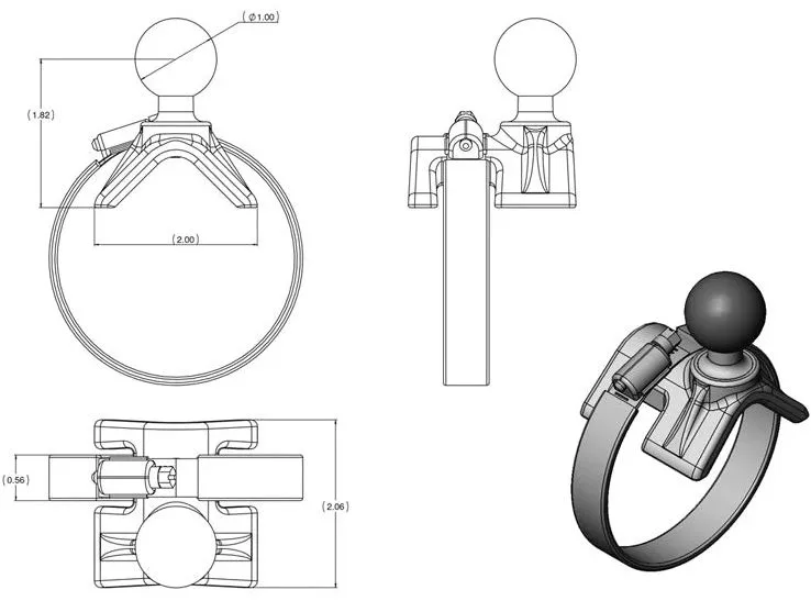 RAM Mounts Ram Strap Hose Clamp Ball Base 1