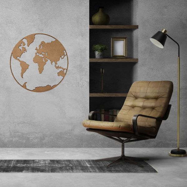 Casa Sentir Wereldbol Wanddecoratie - Medium - Naturel