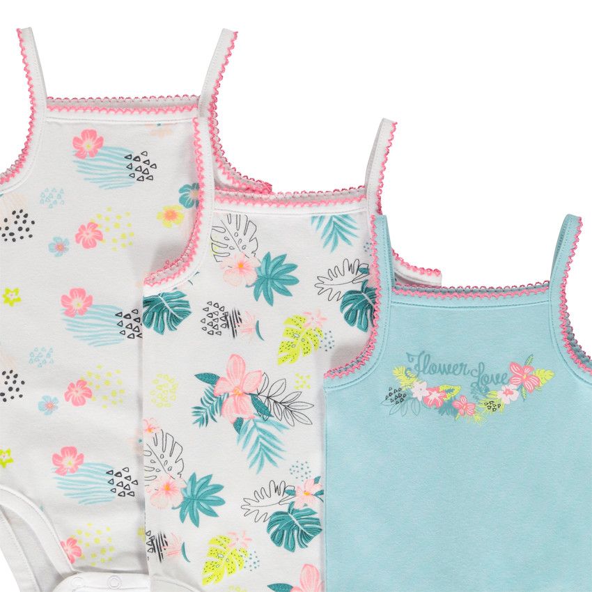 Lot de 3 bodies à bretelles en jersey pour bébé fille - Bleu
