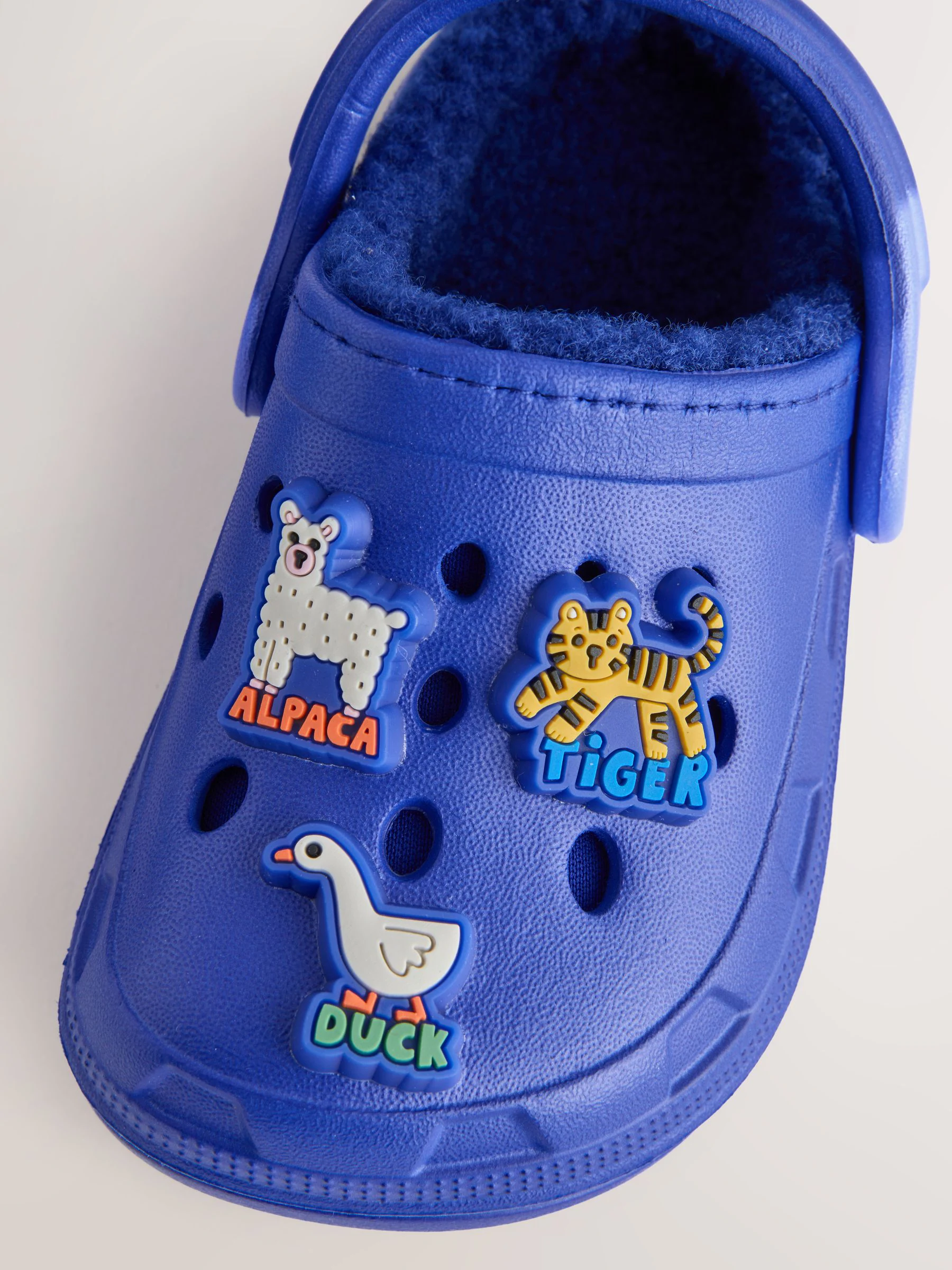 Blauw met dierenprint - Warme gevoerde pantoffelklompen