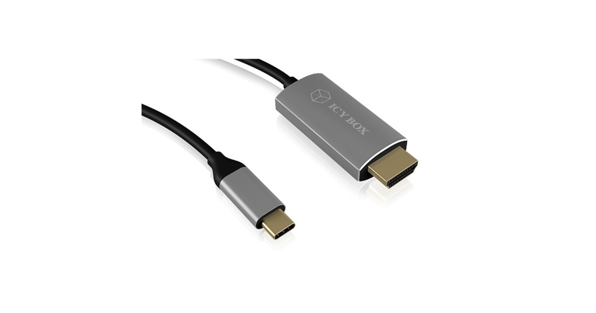 ICY BOXUSB-C (male) > HDMI (male) kabel  (Zwart, 1,8 meter)