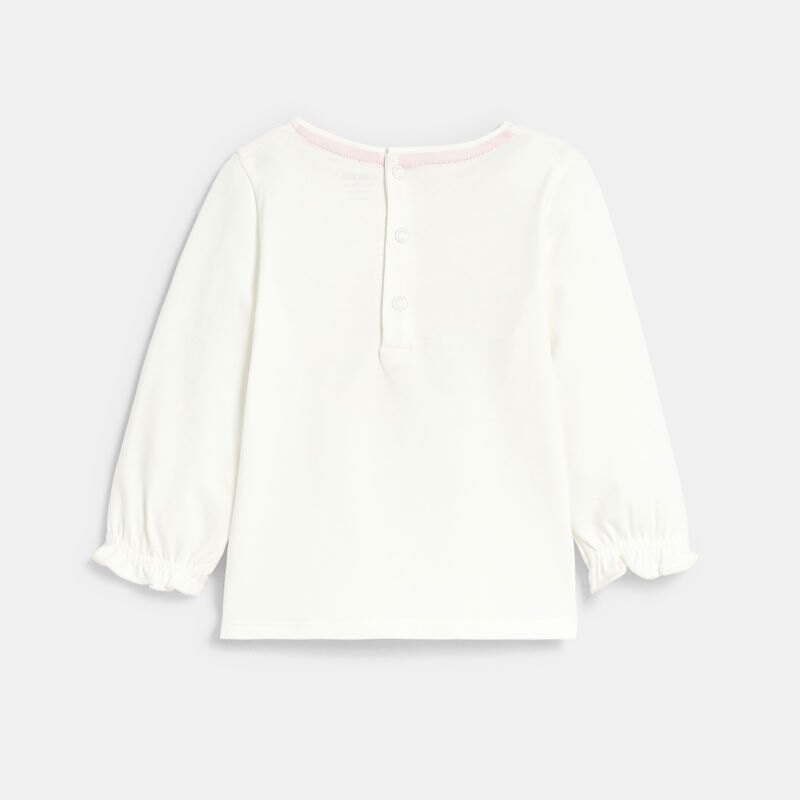 T-shirt cœur fleuri blanc bébé fille Blanc