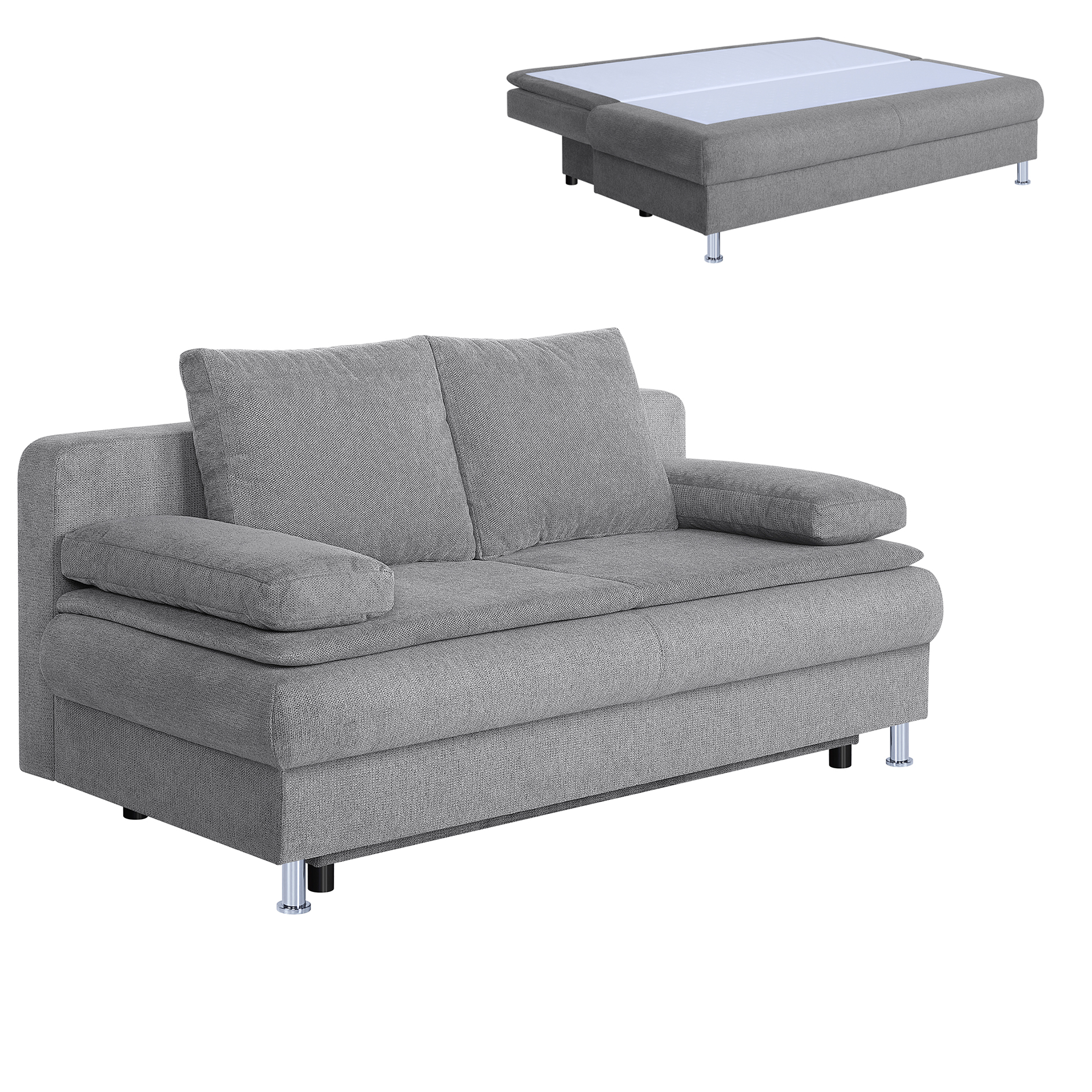 Schlafsofa - taupe - Staukasten - integrierter Topper