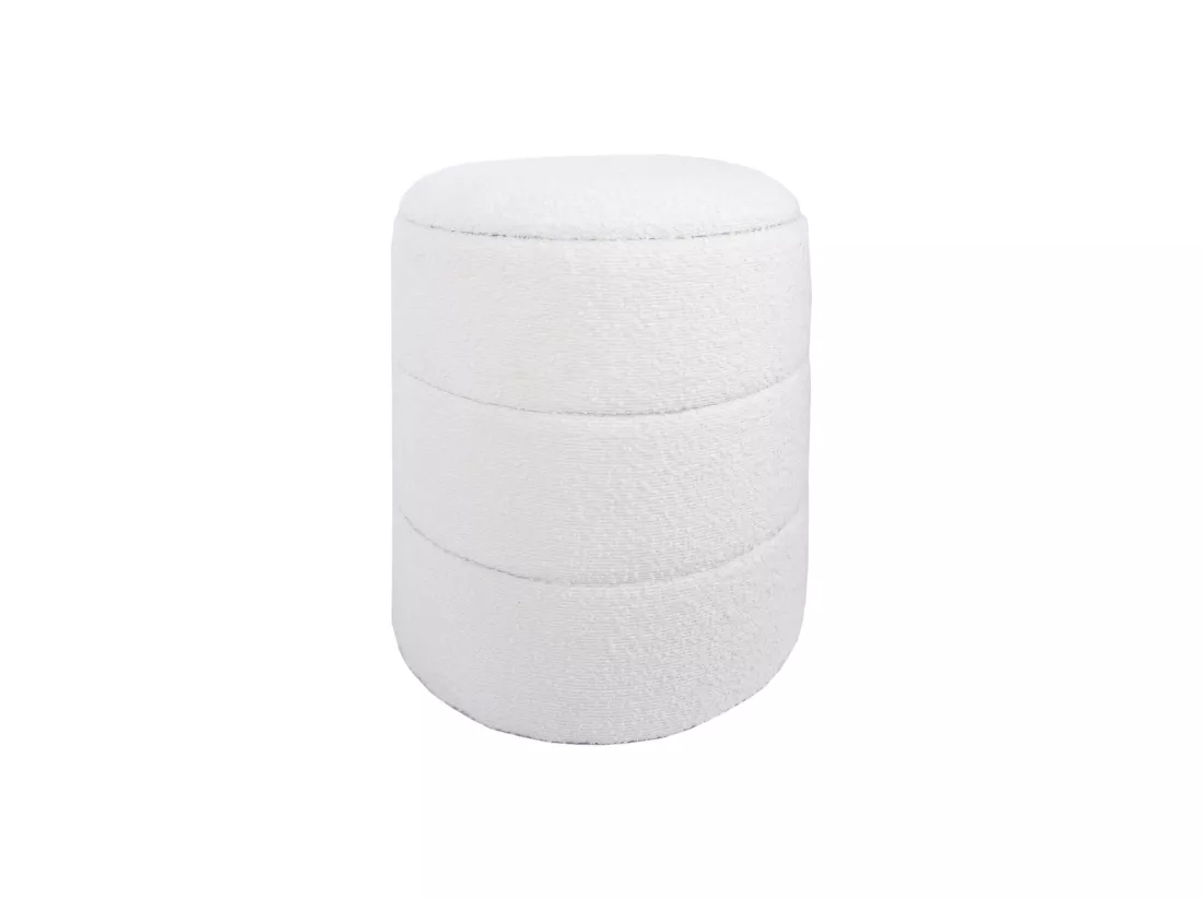 Pouf Rangement Tabouret Rond Tapissé Blanc pour Salon Salle de Bain