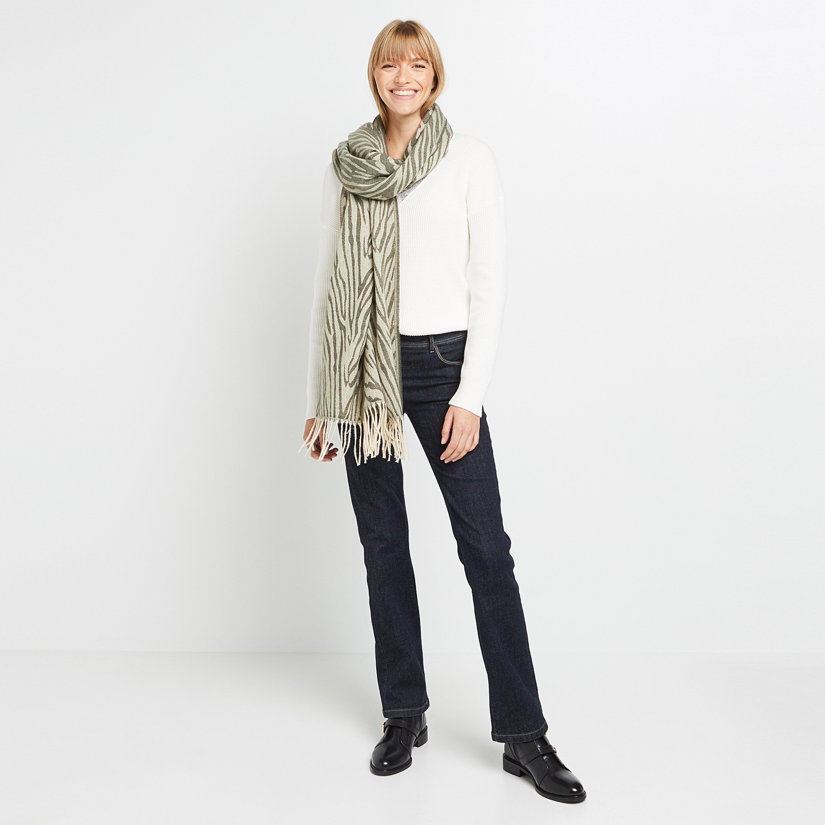 Pull col V femme - BLANC