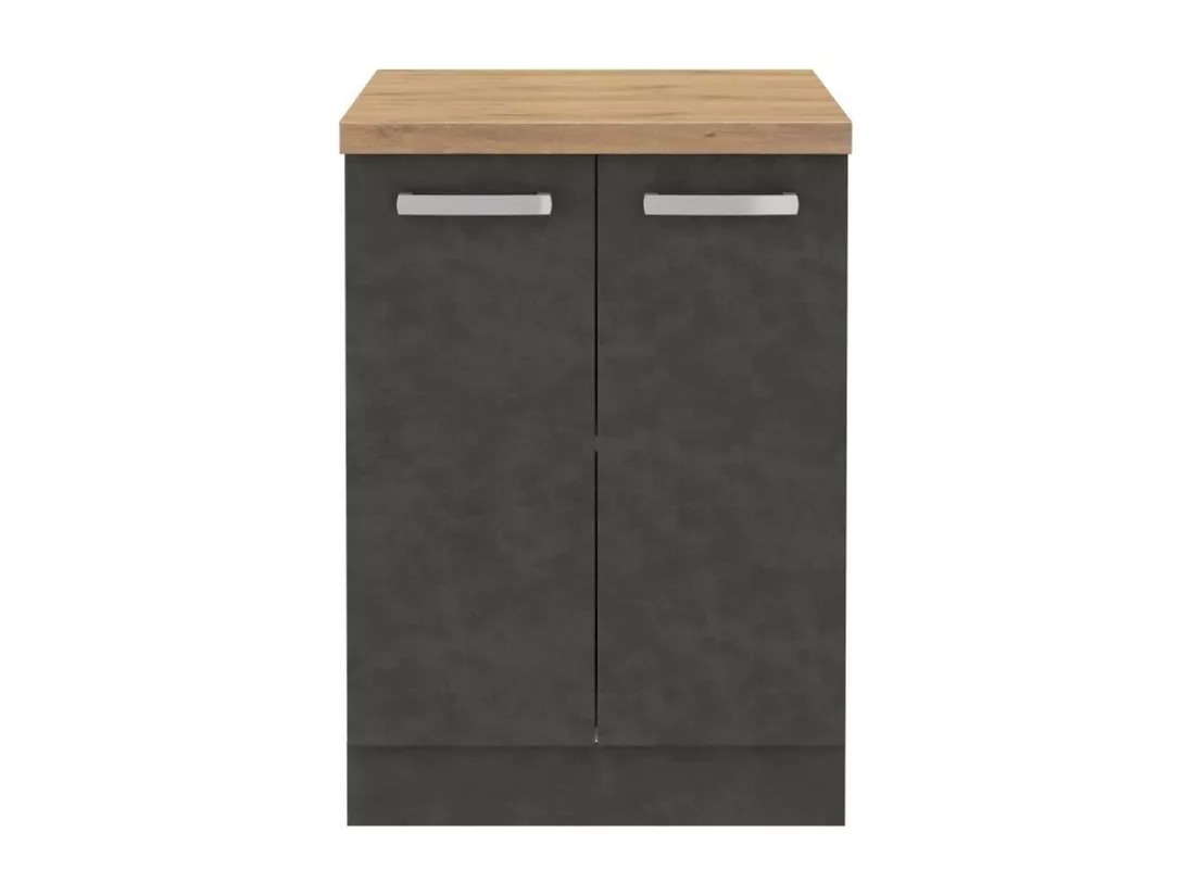Meuble bas 2 portes battantes - Gris mat - 60 x 51,6 x 85 cm - LASSEN