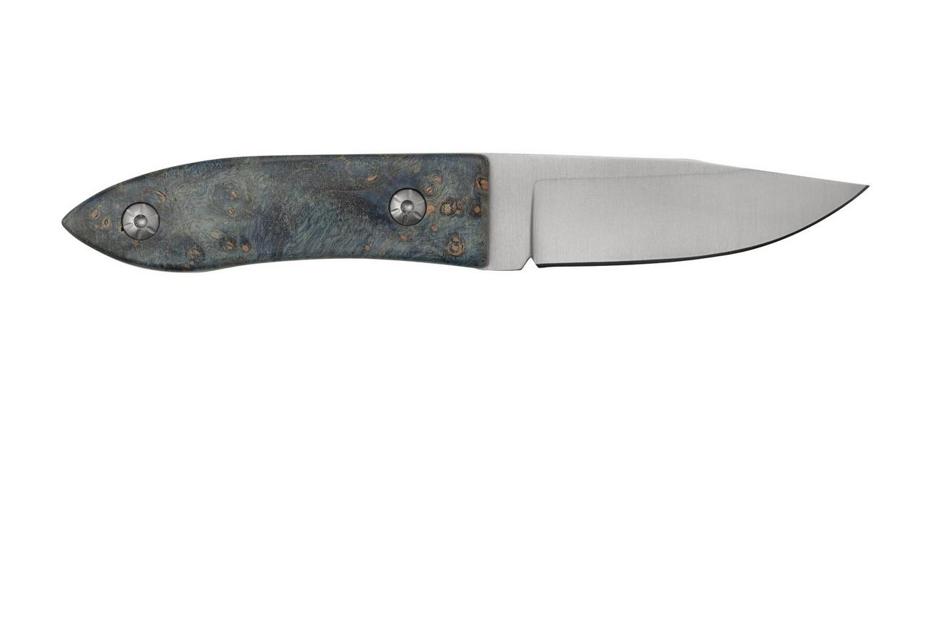 Maserin AM22, 923-RB Blue Poplar Burl, vaststaand mes, Atillio Morotti design