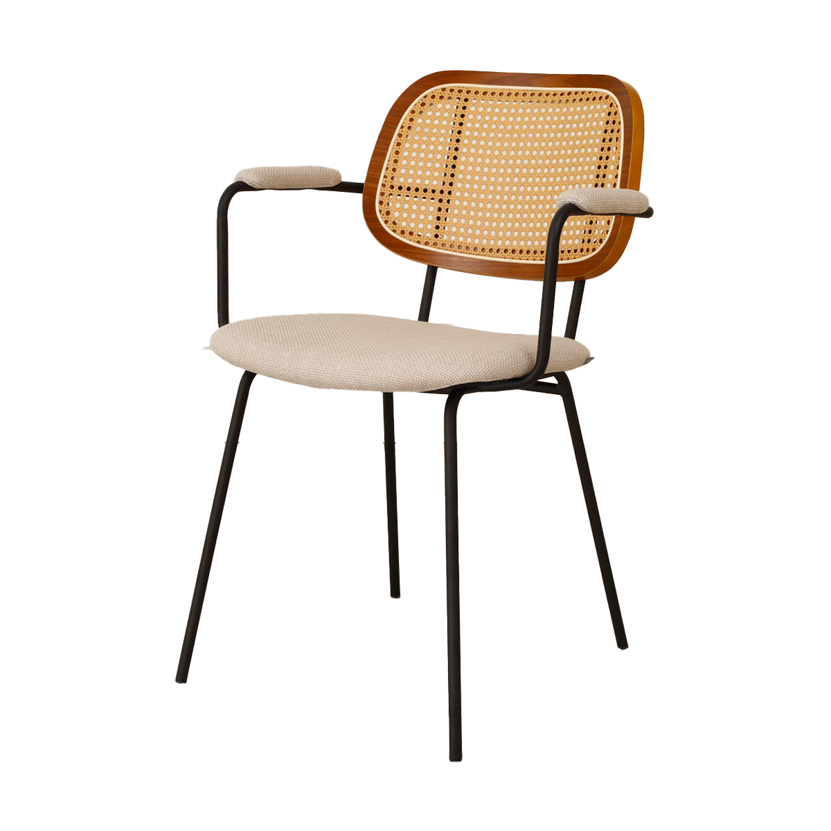 Jolie rotan eetkamerstoel beige - met armleuningen