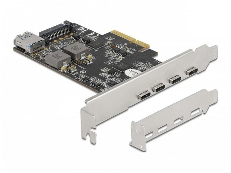 Delock PCI-Express-Karte 90059 USB 3.1 Gen2 - 4x USB-C PCIe-Schnittstellenkarte mit vier externen und einem Internen USB-Anschluss