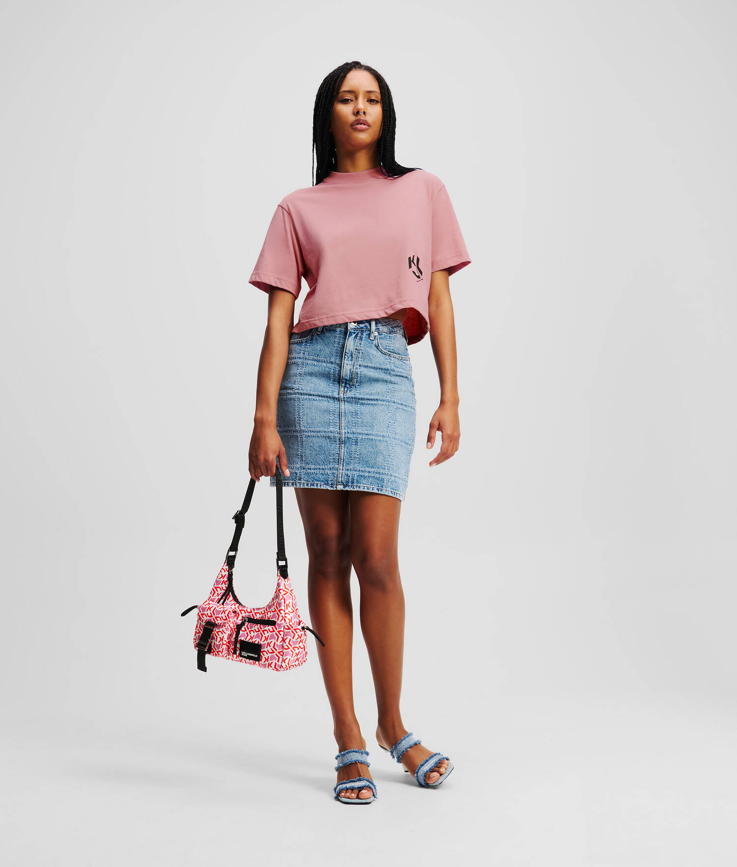 T-SHIRT CROPPED KLJ MONOGRAM - Gorge de renard