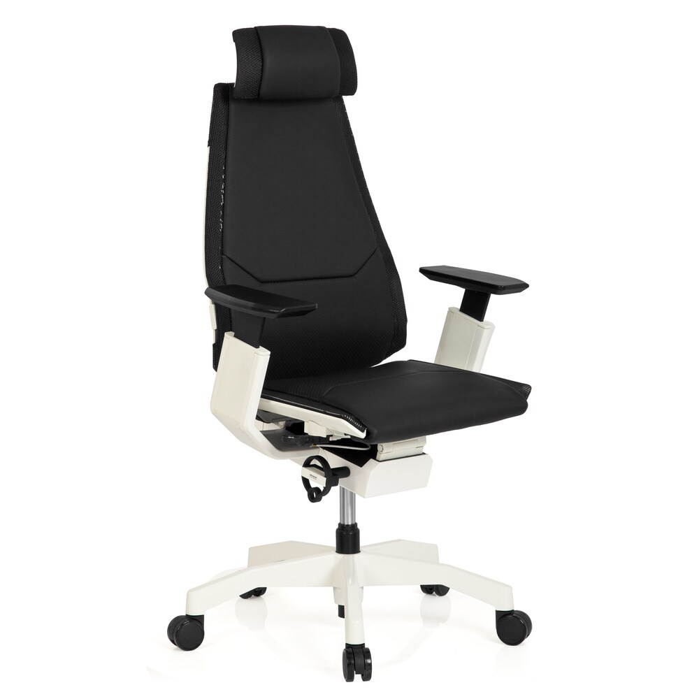 High End Bürostuhl GENIDIA PRO WHITE Leder mit Armlehnen hjh OFFICE