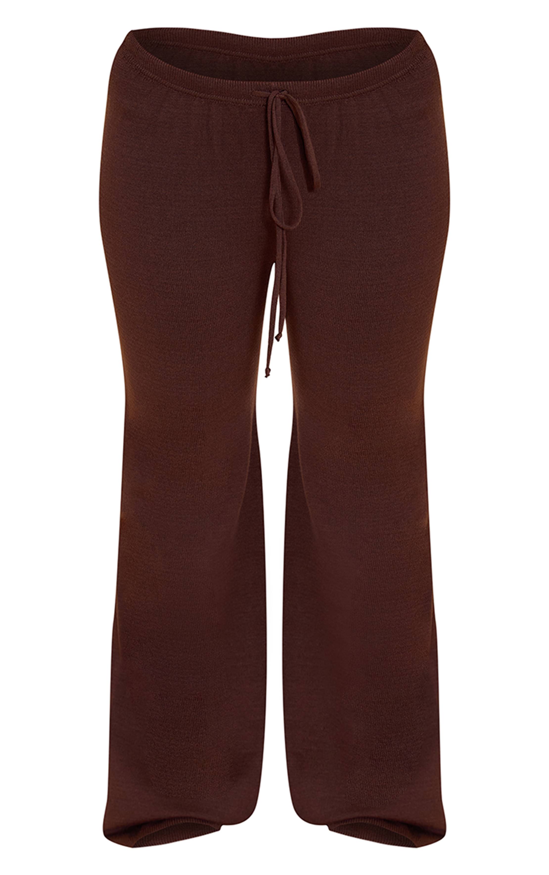Chocolat Pantalon Taille Nouée En Maille Shape