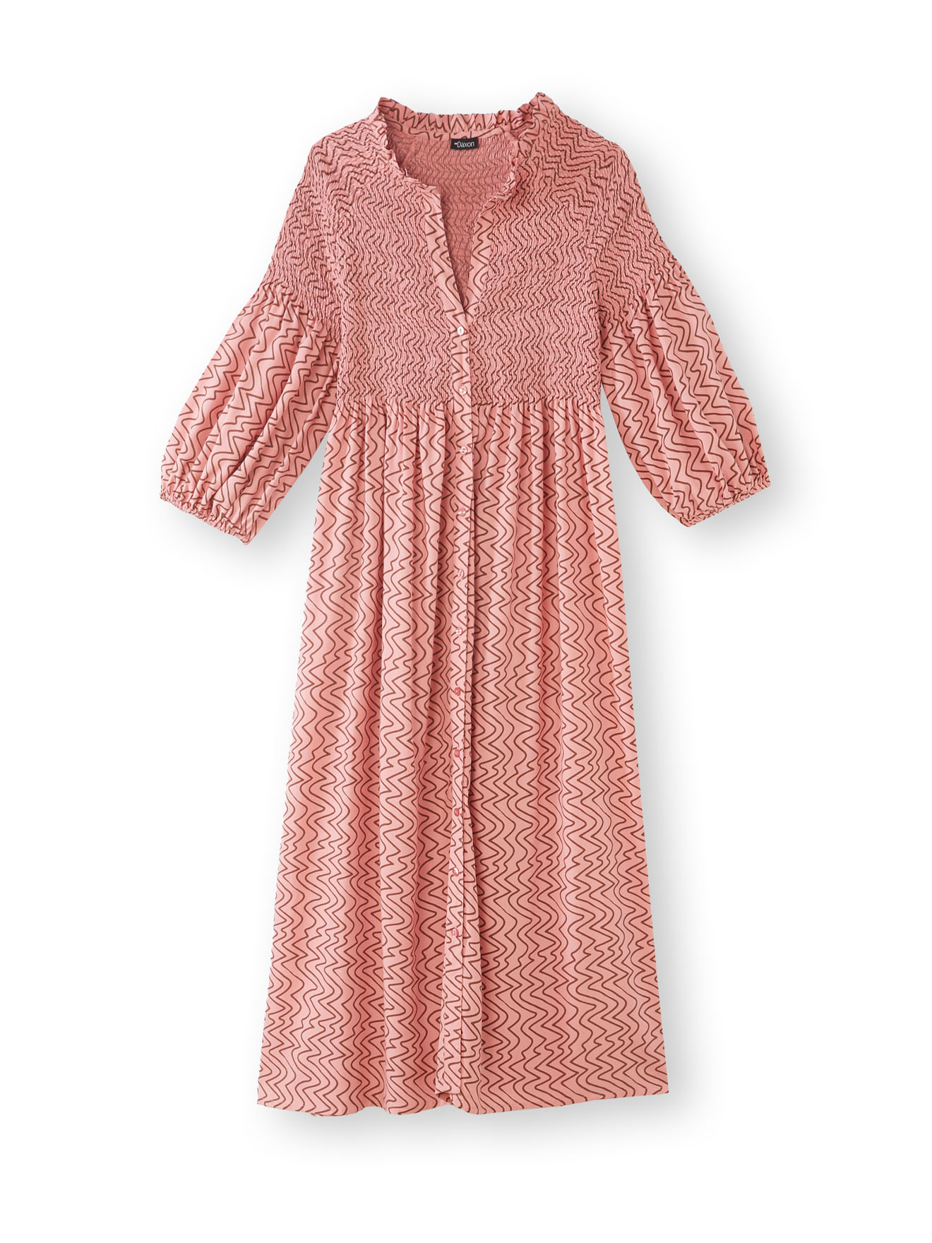 Robe longue boutonnée à smocks