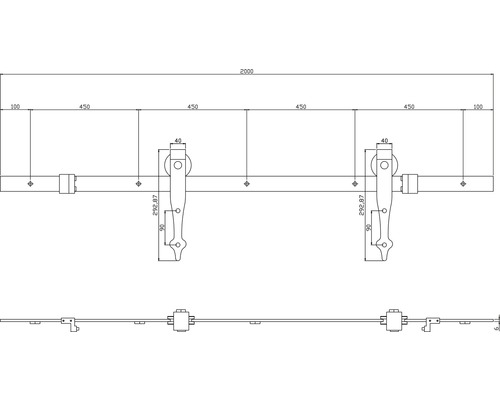 Intersteel 200 cm Classic zwart schuifdeursysteem