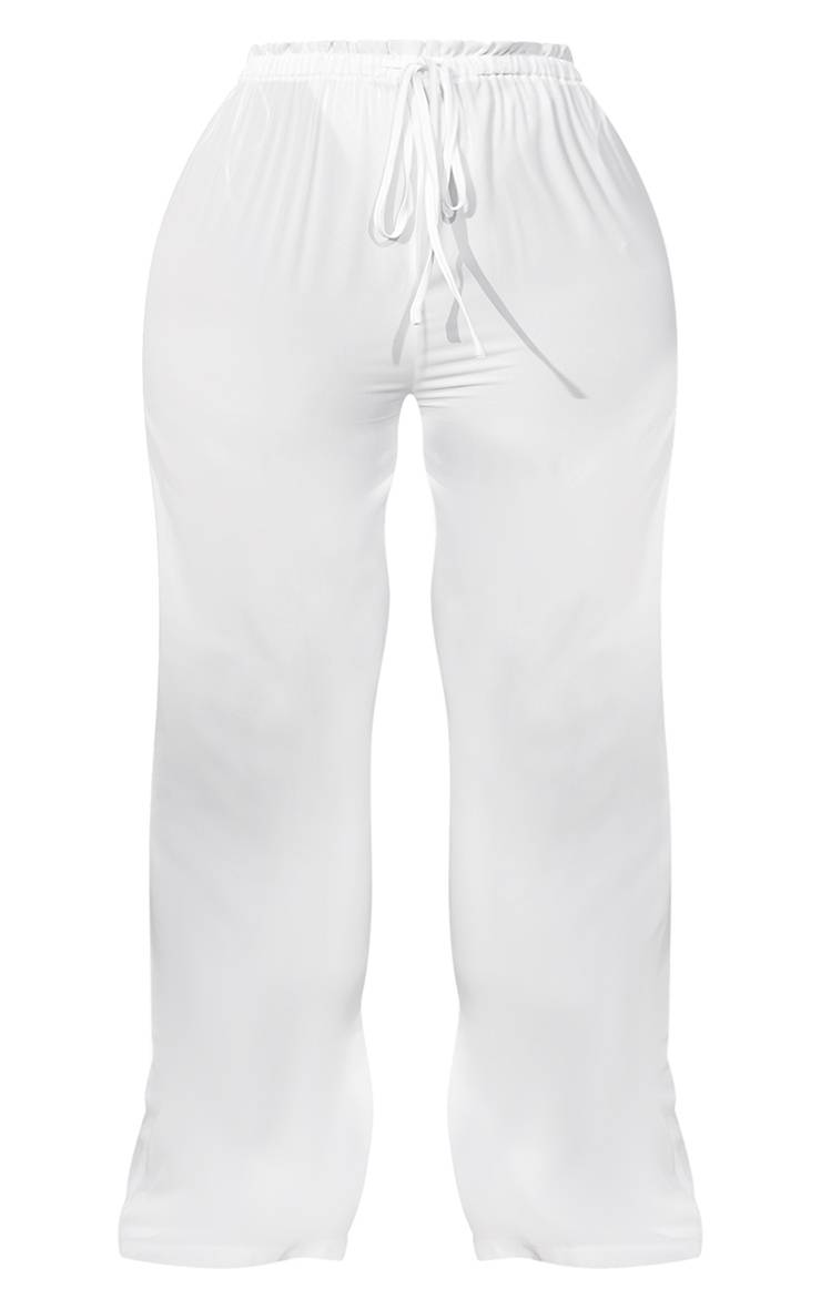 Blanc Pantalon De Plage Noué À La Taille Plus Basic