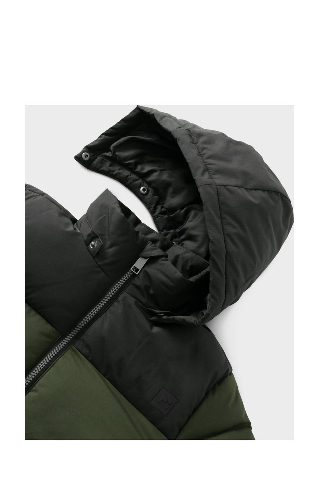 NAME IT gewatteerde winterjas NKMMORNING donkergroen/zwart