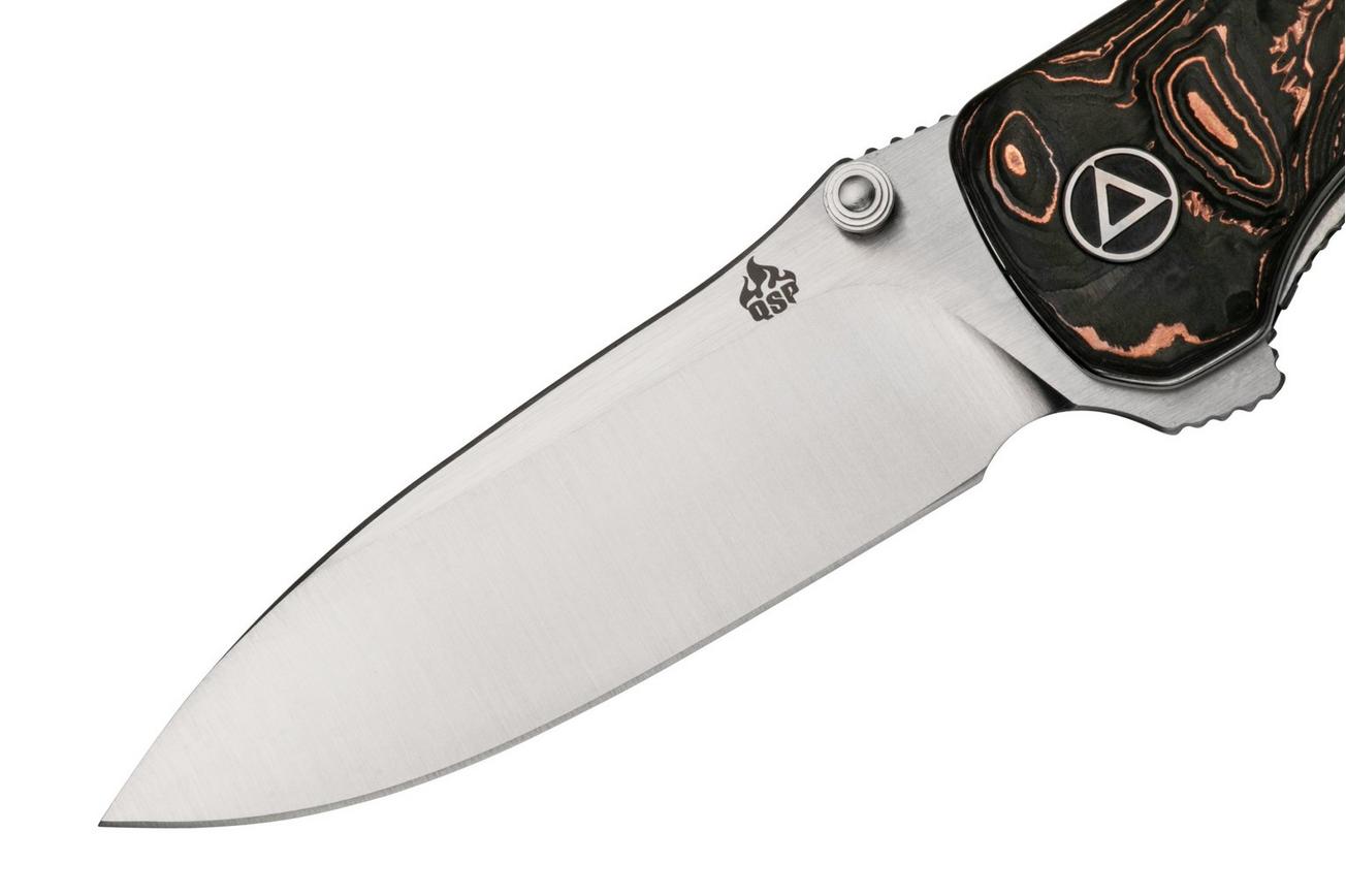 QSP Knife Hawk QS131-T Satin, Copper Foil Carbonfiber zakmes