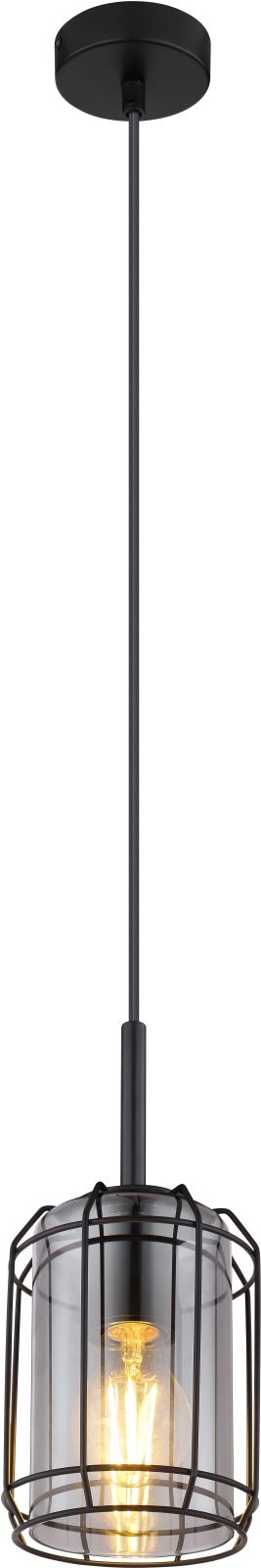 Hängeleuchte - schwarz matt - rauchfarben - Ø 13 cm