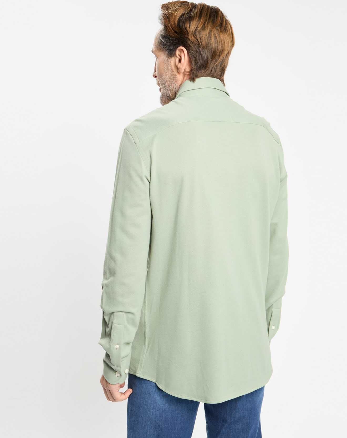 Hackett London Chemise Slim Fit manches longues piquée unie verte