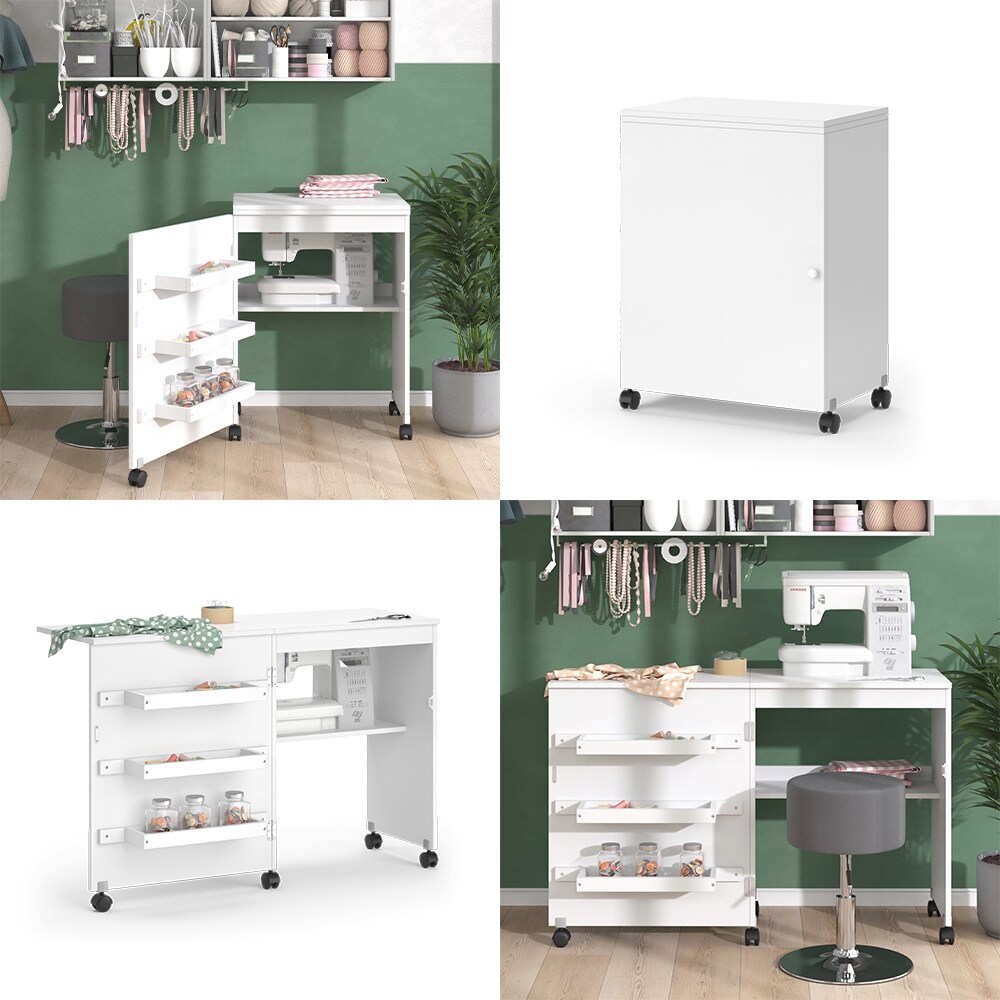 Vicco Nähtisch Carmen Weiß 118 x 79 cm 3 Regale