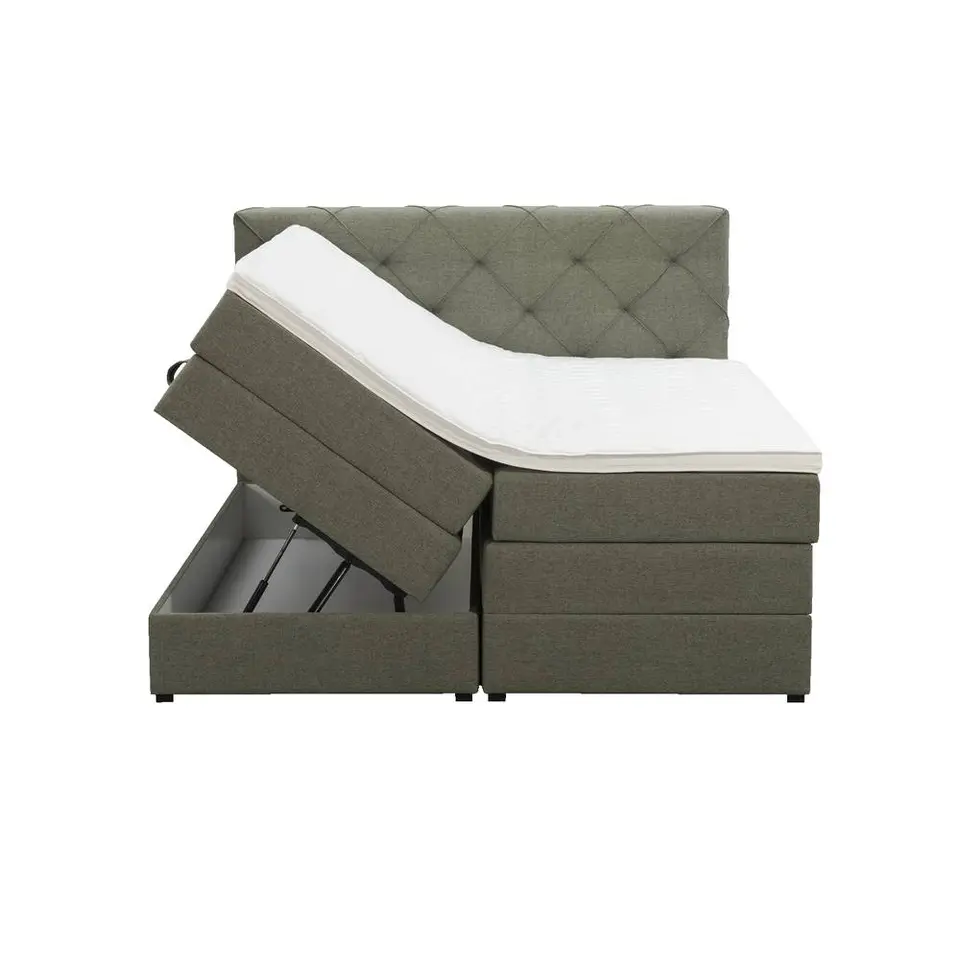 Boxspring met opbergruimte Liv geruit - groen - 140x200 cm
