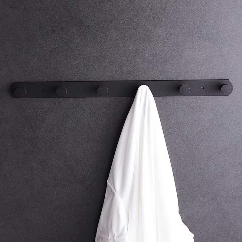 (380x35mm) Metall Wand Garderoben Leiste 6-facher Universal Kleiderhaken - Schwarz