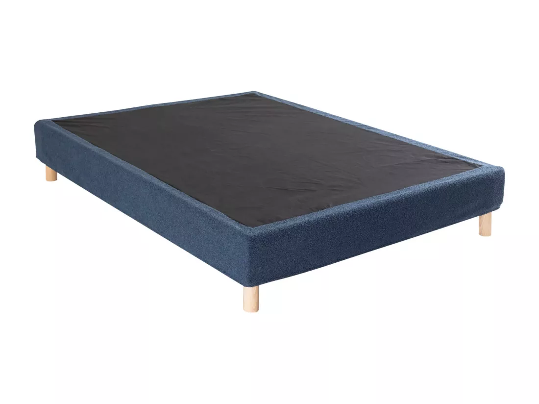 Cache-sommier bouclette intégral bleu marine 180x200 - Boucletta